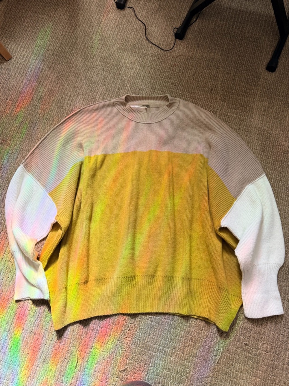 Free People Easy Street Colorblock Crewneck Sweater large - Picture 3 of 6
